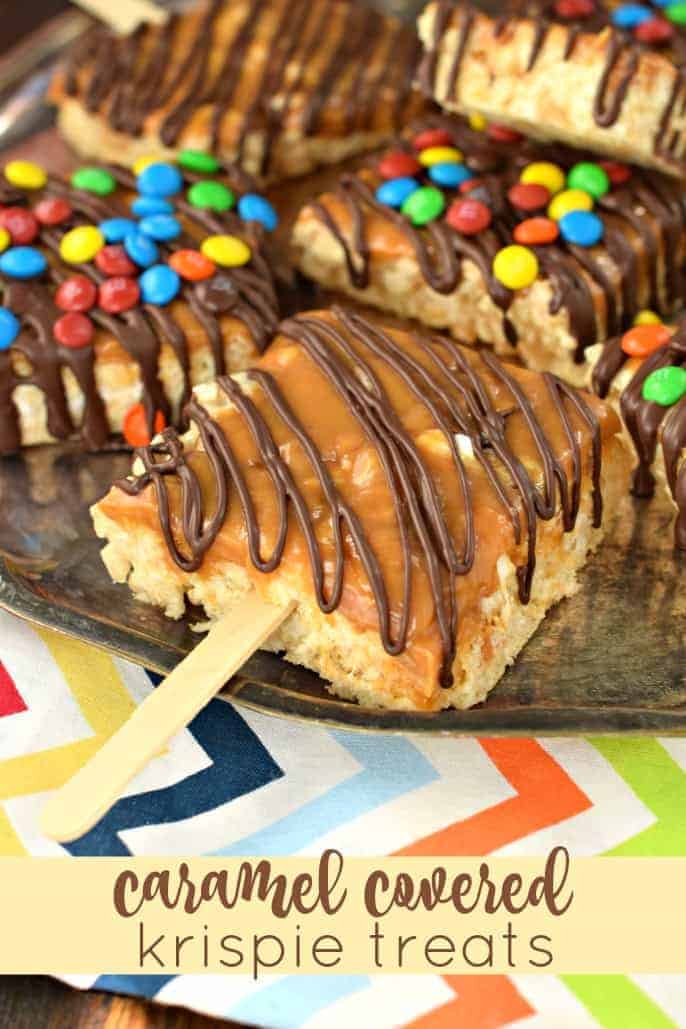 Chocolate Covered Rice Krispie Treats with M&Ms