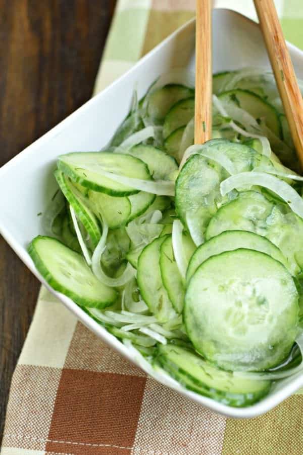 You'll love this garden fresh Cucumber Dill Salad! Serve it up with your next summer meal for a crisp, savory, flavorful bite!
