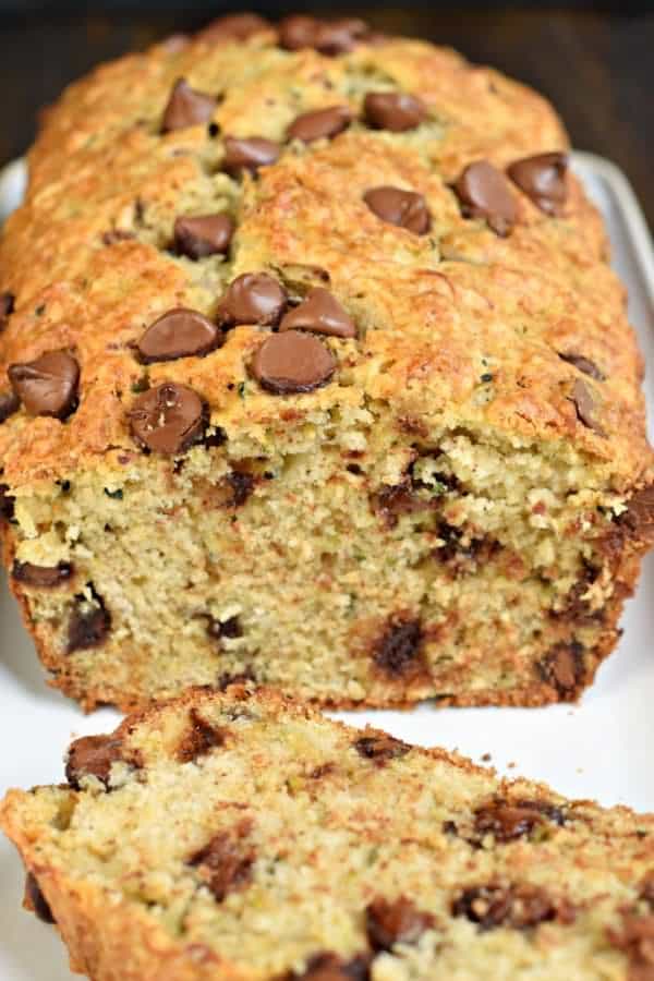 Chocolate Chip Zucchini Bread recipe, perfect with a cup of coffee! Freezer friendly too!