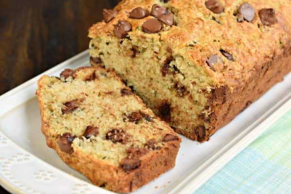 Chocolate Chip Zucchini Bread recipe, perfect with a cup of coffee! Freezer friendly too!