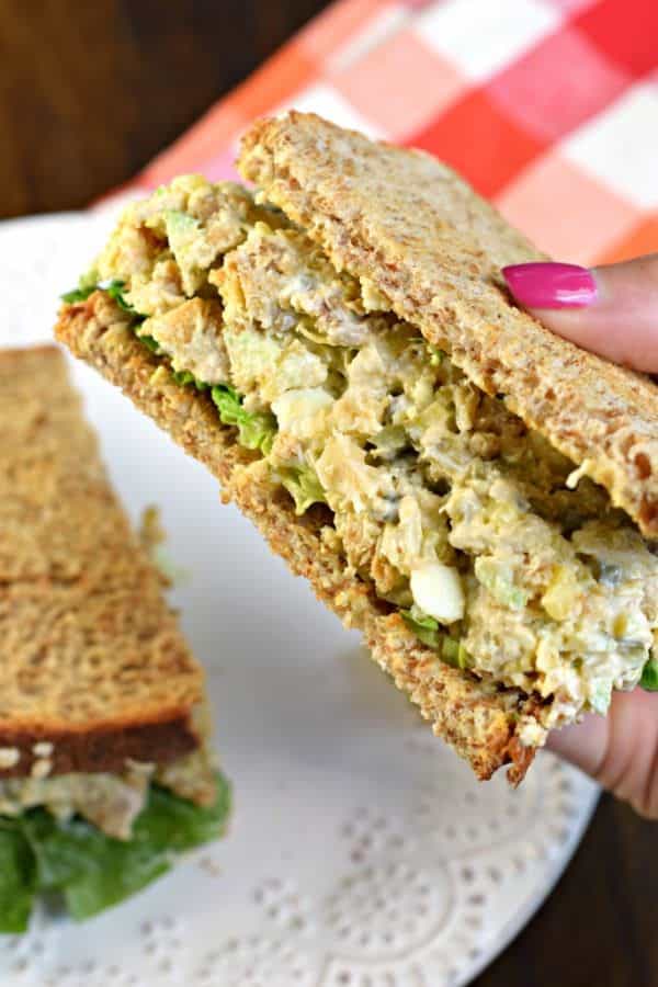 This tasty, Copycat Chick-fil-A Chicken Salad sandwich is made with breaded chicken, pickle relish, celery, eggs, and mayo. What's not to love about this iconic salad?