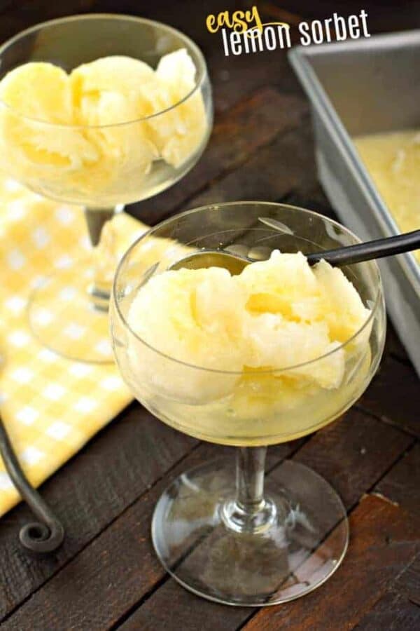 Smooth, sweet, and tart describe this deliciously, Easy Lemon Sorbet recipe! No ice cream maker needed! Add an optional shot of vodka for the perfect palate cleanser! #princesscruises #sponsored #lemon #sorbet #easyrecipe