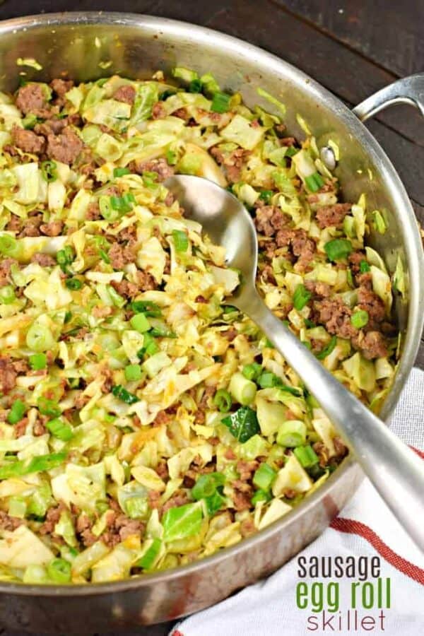 Sausage Egg Roll Skillet #lowcarb #dinnerrecipes #chinesetakeout #eggroll #onepot
