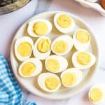 The simple 5-5-5 method for making perfect Instant Pot Hard Boiled Eggs. You'll be amazed at how easily they peel, and how creamy and delicious they taste!