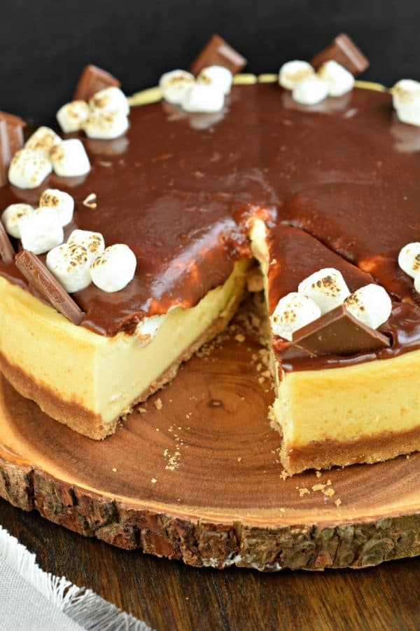 Cheesecake with smores topping