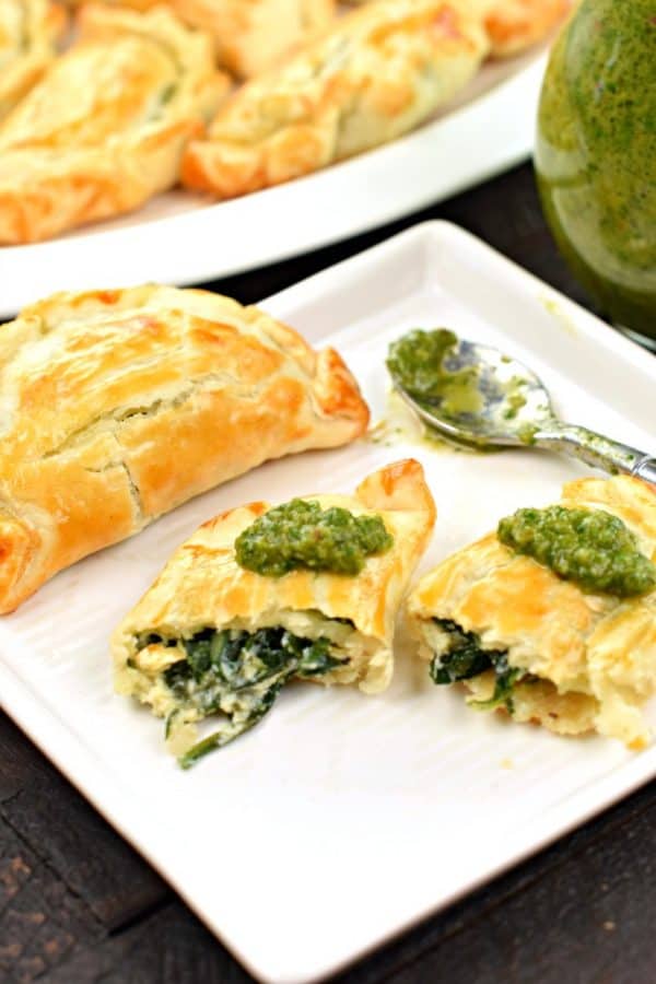 Spinach and Cheese Empanadas with Chimichurri