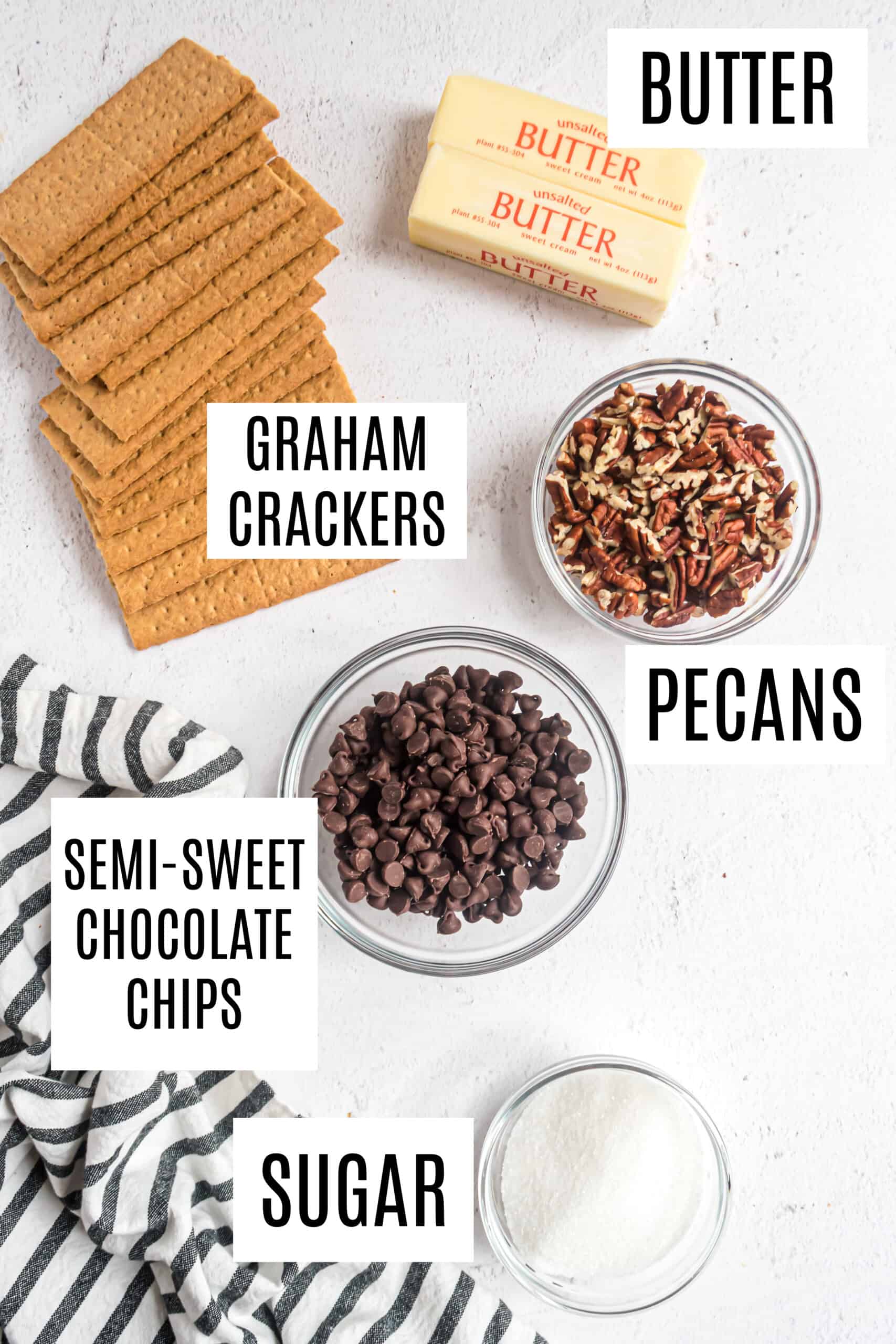 Only five ingredients to make graham cracker toffee.
