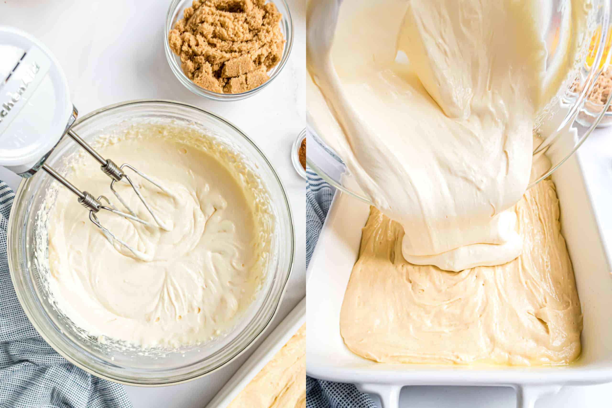 Step by step photos showing how to make cream cheese filling.