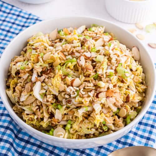 Looking for the perfect potluck recipe? This Chinese Coleslaw with ramen noodles is crunchy, sweet and bursting with irresistible flavor. It’s the perfect pick to feed a crowd.