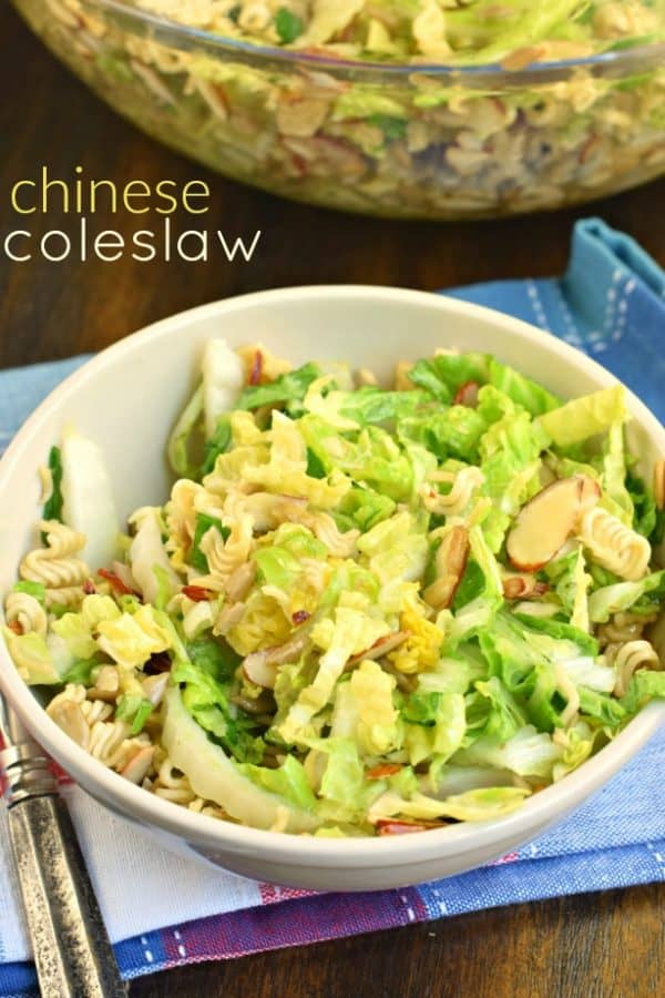 Looking for the perfect potluck recipe? This Chinese Coleslaw with ramen noodles is crunchy and sweet and irresistible.