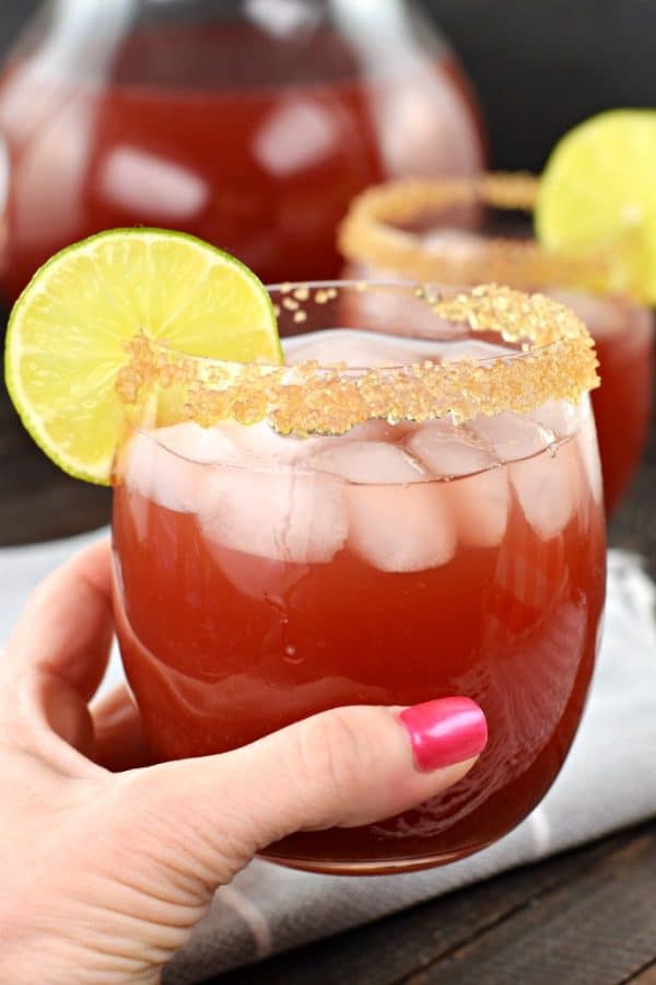 Whip up a pitcher of these Cherry Margaritas for your next summer party! Perfect for a crowd, and packed with flavor!