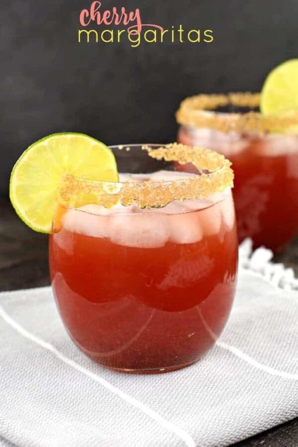 Whip up a pitcher of these Cherry Margaritas for your next summer party! Perfect for a crowd, and packed with flavor!
