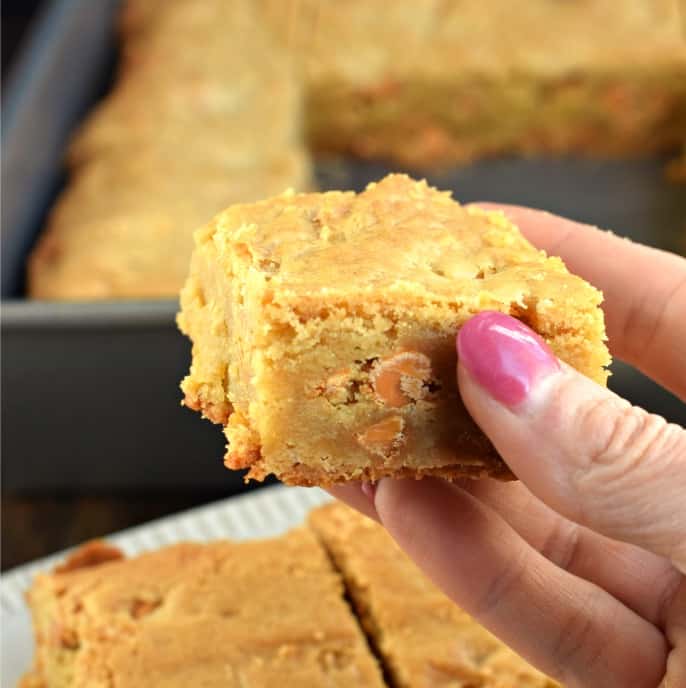 Chewy and delicious, these brown sugar Butterscotch Blondies are the perfect dessert!