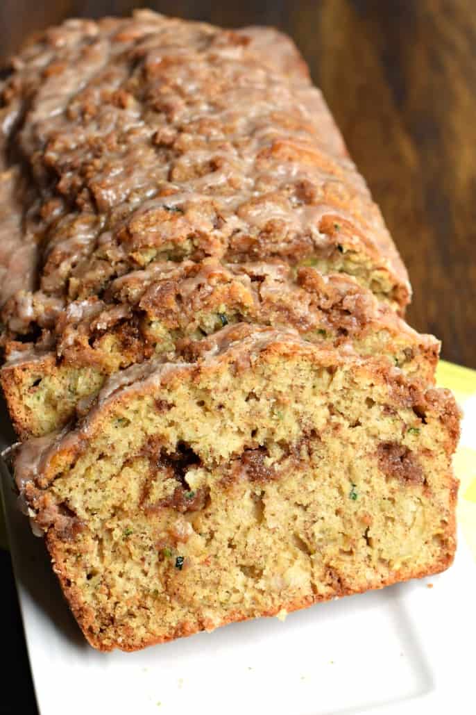 Two loaves of Zucchini Bread with Cinnamon Streusel and glaze!