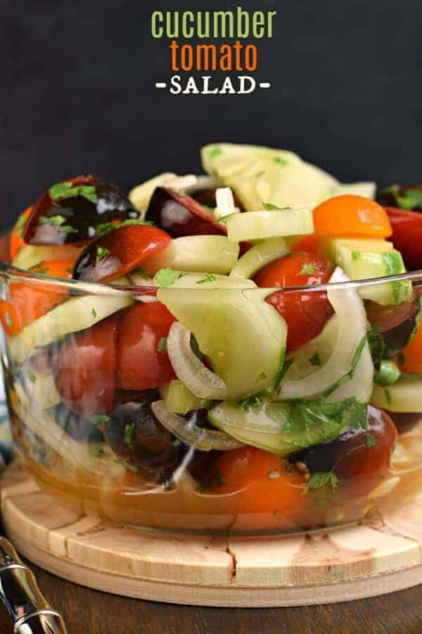 Healthy and light, this fresh Cucumber Tomato Salad is a delicious summer side dish!