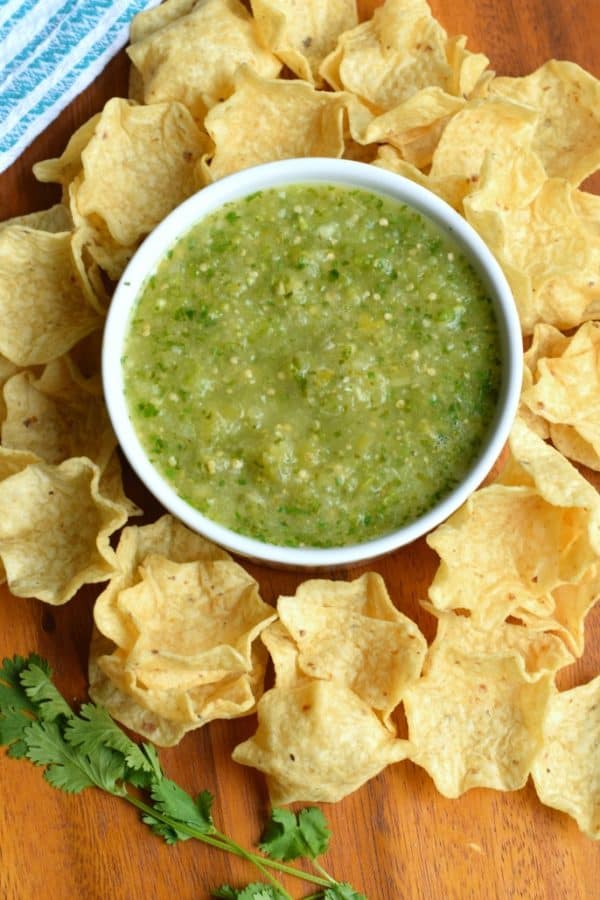 Try this Tomatillo Salsa recipe for an authentic, tangy Mexican salsa verde. Perfect for pairing with tacos, enchiladas or a big bowl of chips!