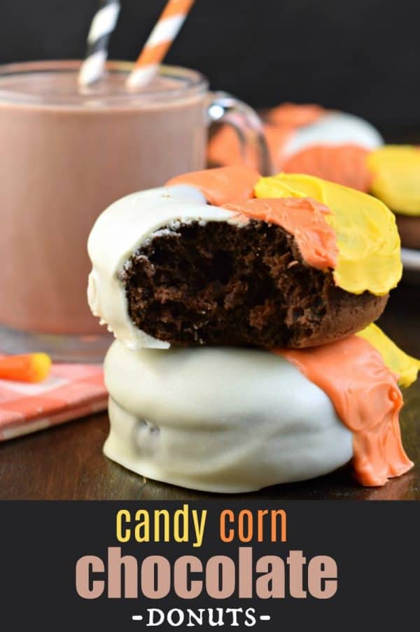 Candy Corn Chocolate Donuts: rich and fudgy #halloween breakfast idea! 