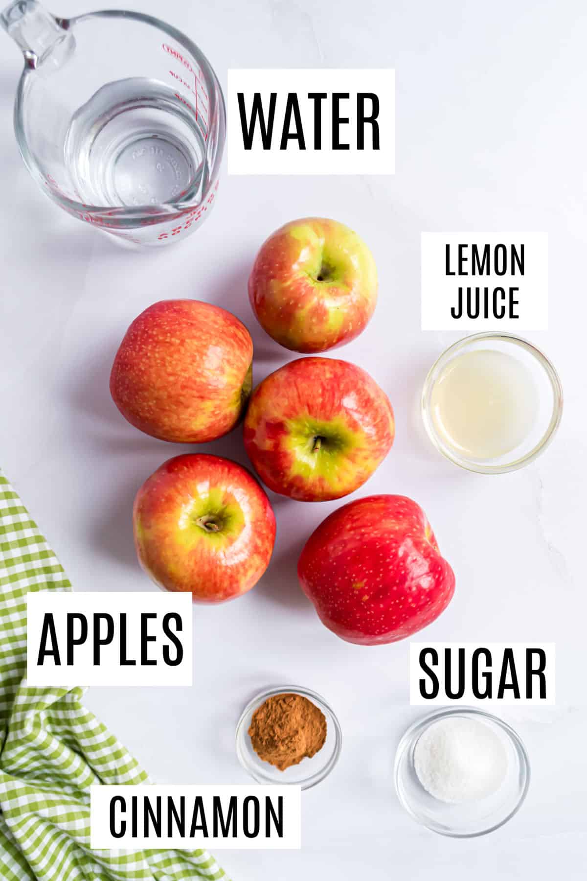 Ingredients needed to make applesauce in the Instant Pot.