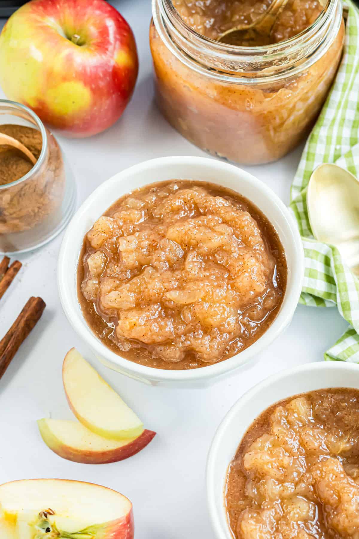 Applesauce served in a white bowl.