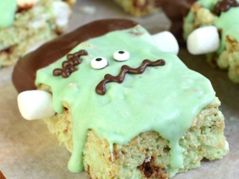 Thick and Chewy Mint Chocolate Chip Rice Krispie Treats Recipe Thick and Chewy Mint Chocolate Chip Rice Krispie Treats Recipe