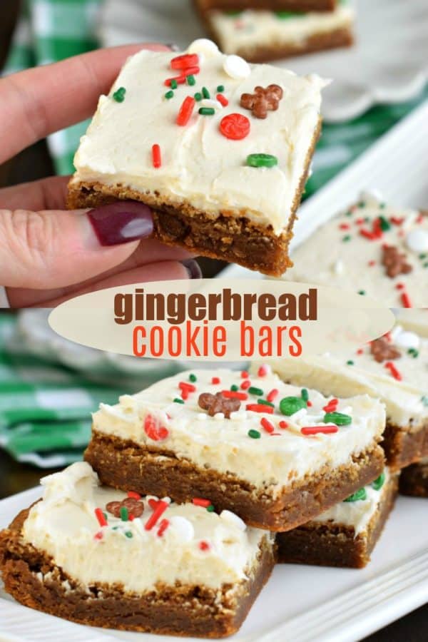 These Gingerbread Cookie Bars are soft and chewy and topped with a delicious cream cheese frosting. Whip up a batch this holiday season!