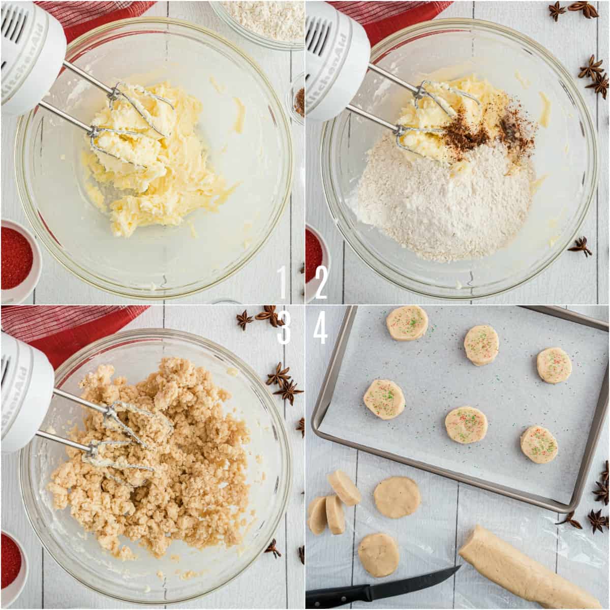 Step by step photos showing how to make jingles anise cookies.