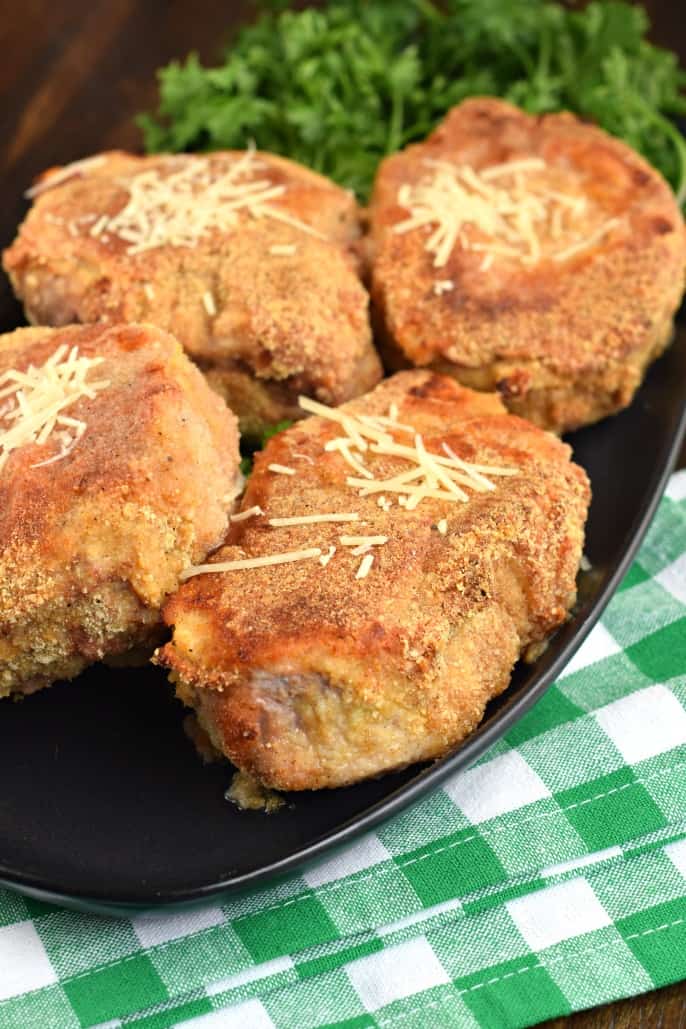 Thick cut boneless pork chops, oven baked!