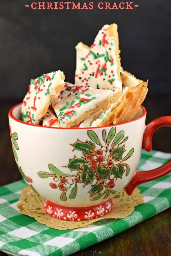 Christmas Crack: saltine toffee with festive holiday sprinkles #candy
