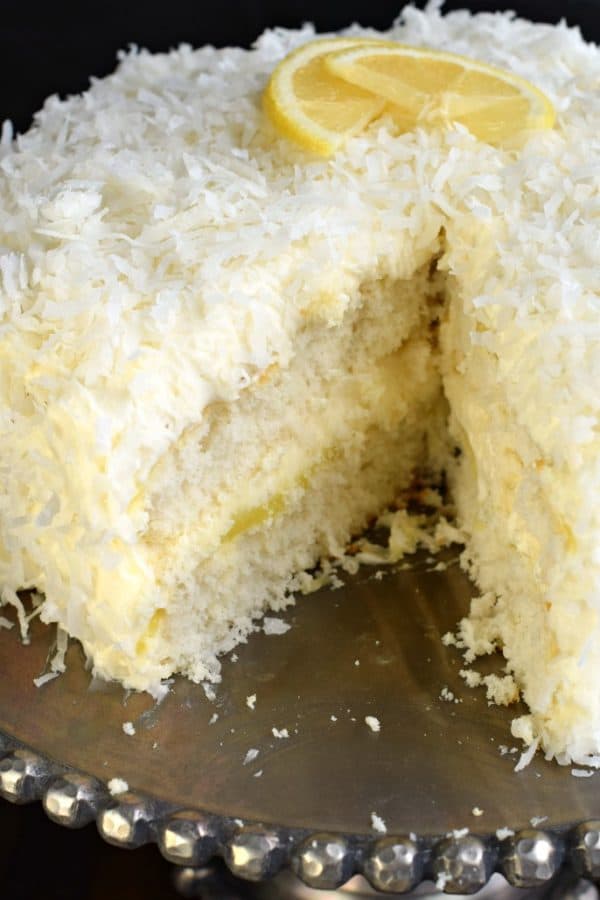 Coconut Cake with lemon curd and cream cheese frosting