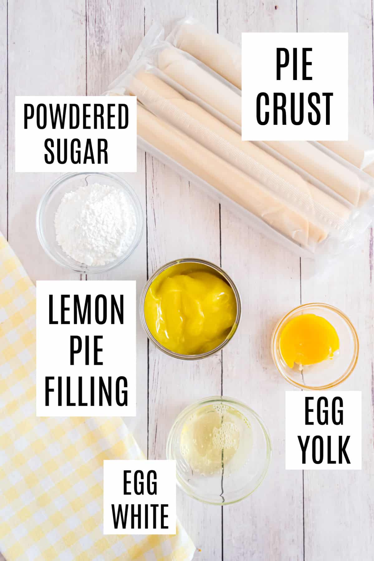 Ingredients needed to make lemon hand pies.