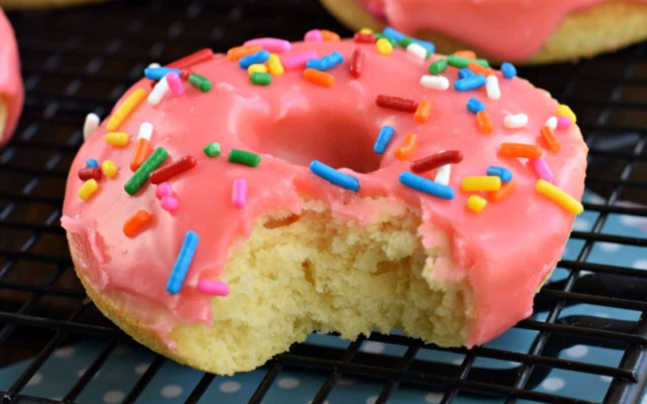 Easy Baked Cherry Frosted Donuts Recipe Shugary Sweets