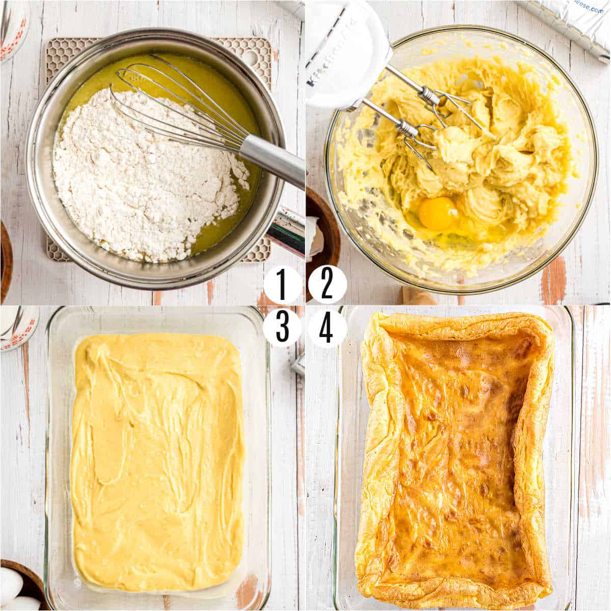 Step by step photos showing how to make cake crust.