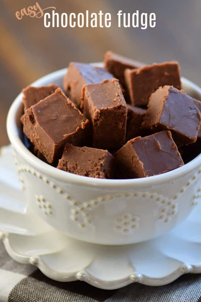 Small bowl with pieces of chocolate fudge.