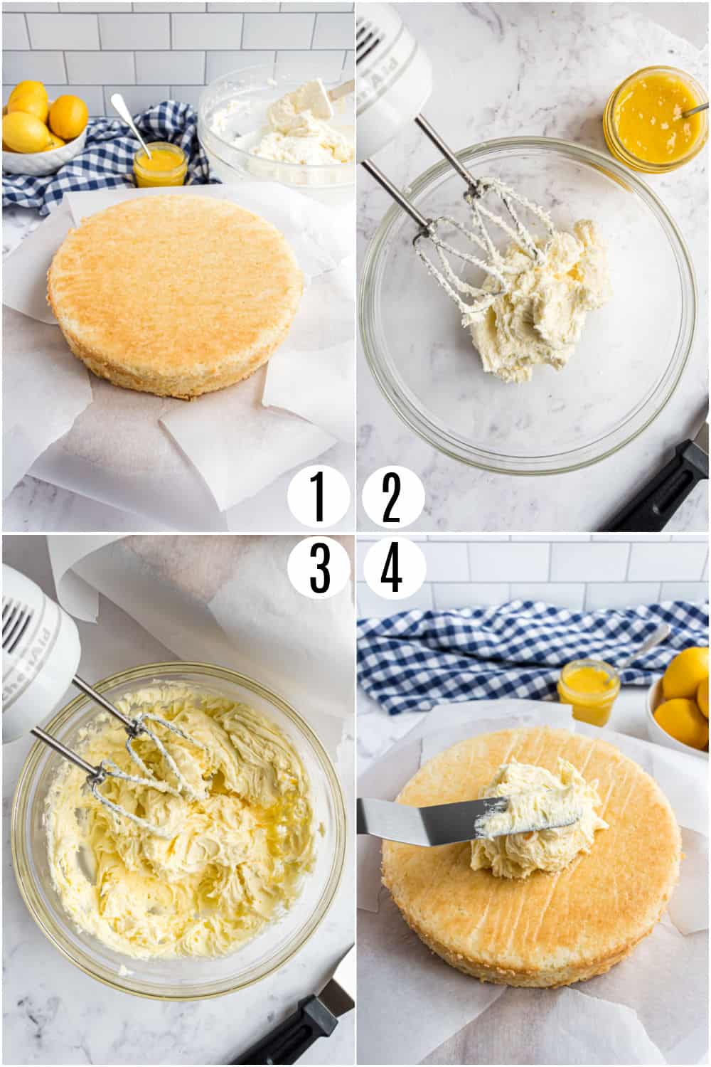 Step by step photos showing how to make lemon cake.