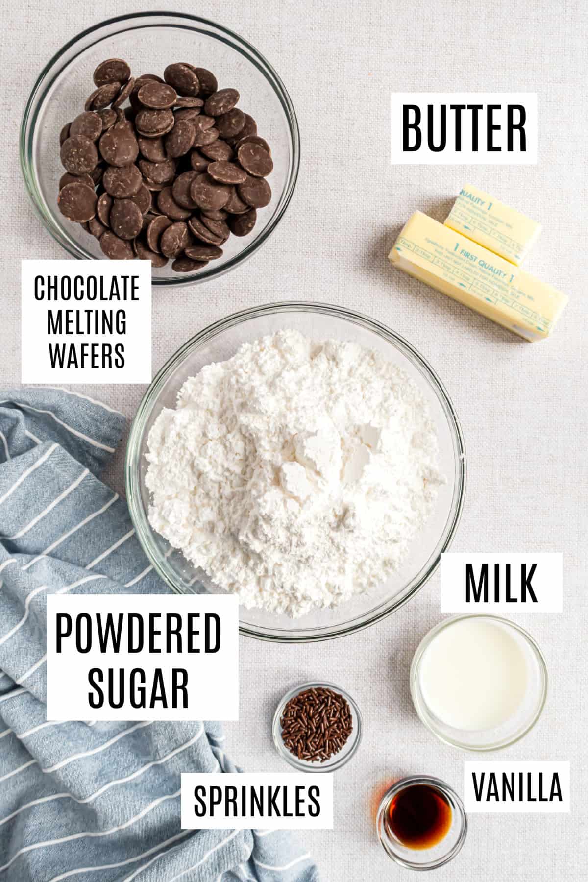 Ingredients needed to make buttercream truffles.