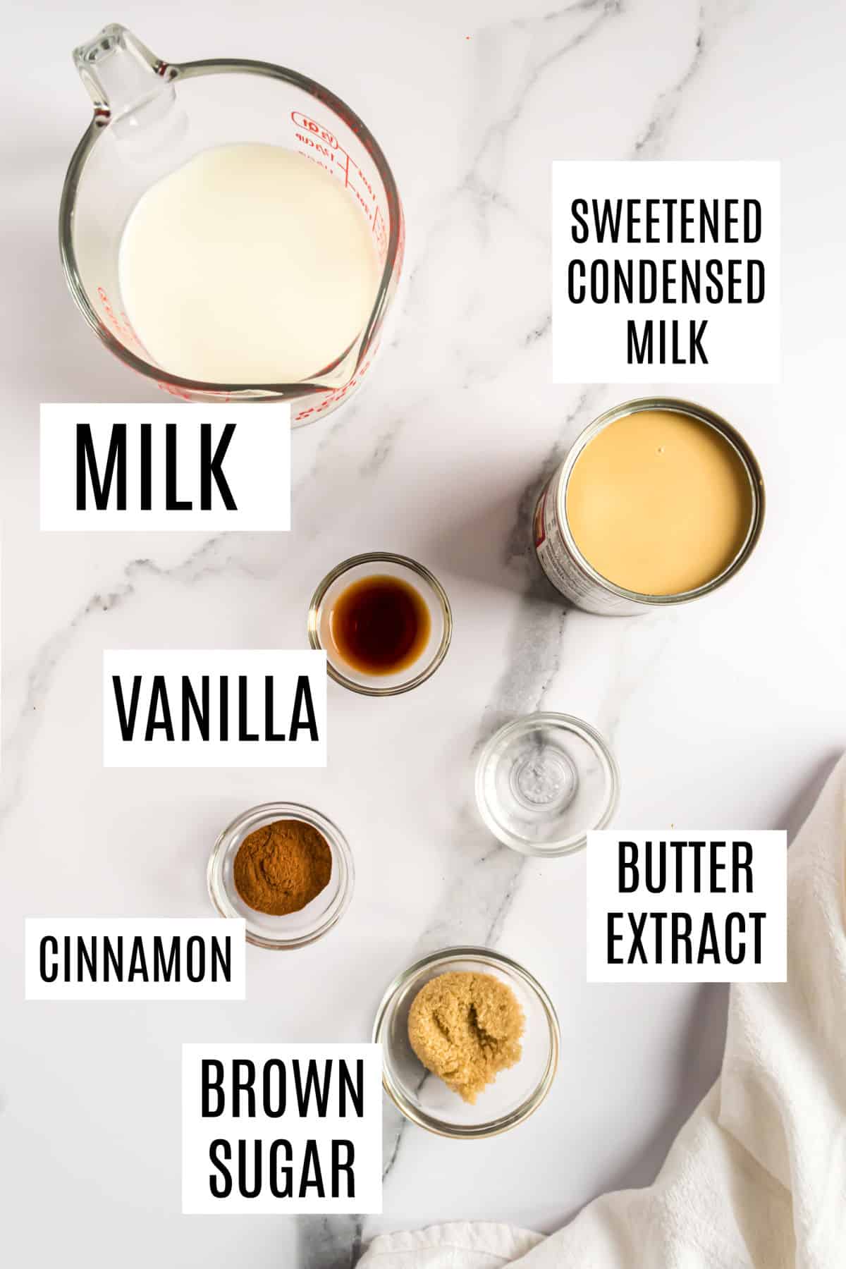 Ingredients needed to make cinnamon coffee creamer.