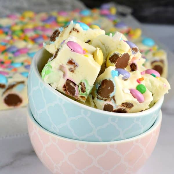 No matter the Spring holiday, this easy Easter Fudge recipe is perfect. Vanilla Fudge with pastel candies and sprinkles!