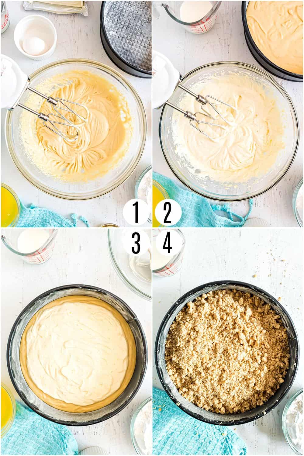 Step by step photos showing how to make lemon streusel coffee cake.