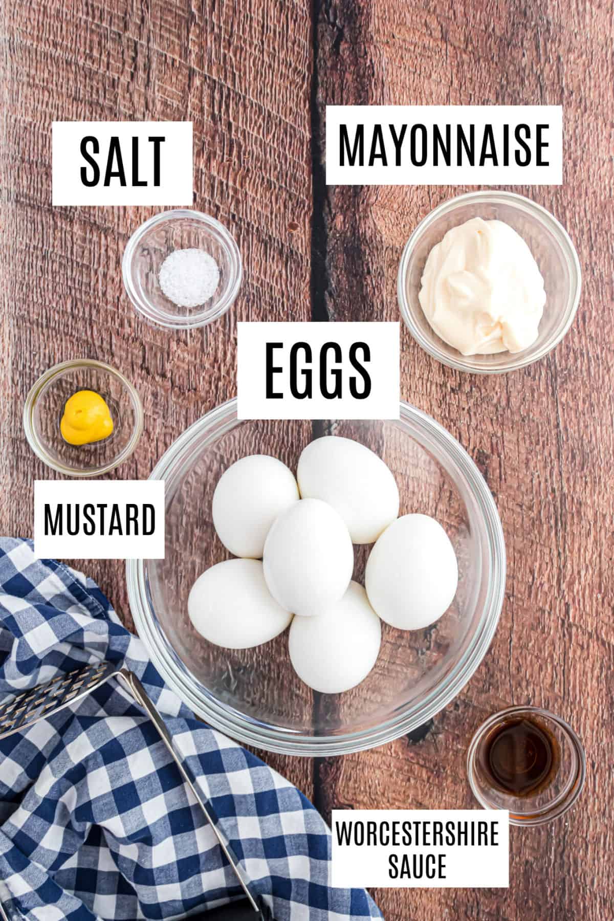 Only 5 ingredients for egg salad.