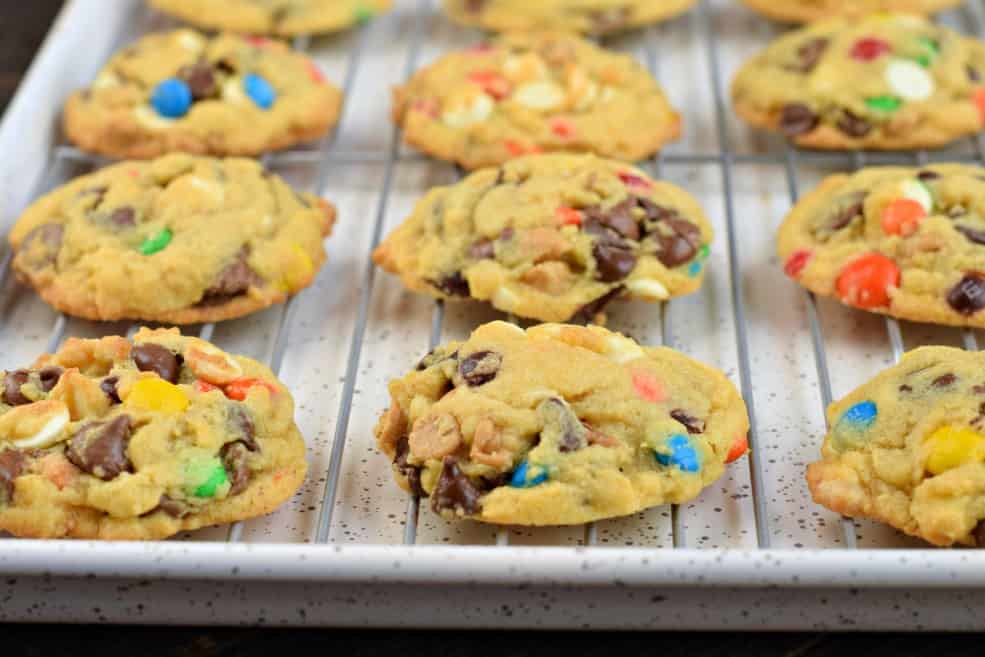 Pudding cookies on wire baking rack.