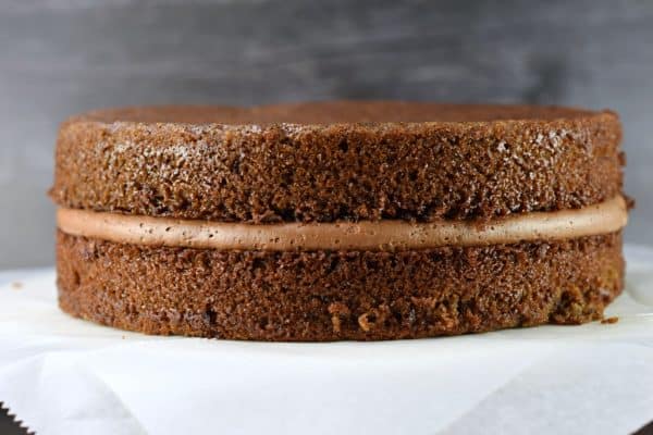 Two even layers of German Chocolate Cake