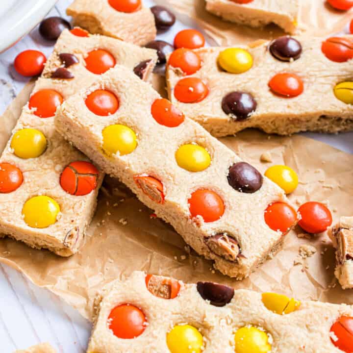 Peanut Butter Shortbread Bars are a delicious, easy melt-in-your-mouth-shortbread. Made even better with the addition of peanut butter and candy coated peanut butter bits!