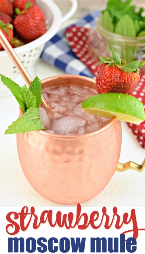 Strawberry Moscow Mule is the perfect, slightly spicy, summertime cocktail. You'll love how easy it is to make, but don't forget to serve your moscow mule in a copper mug!