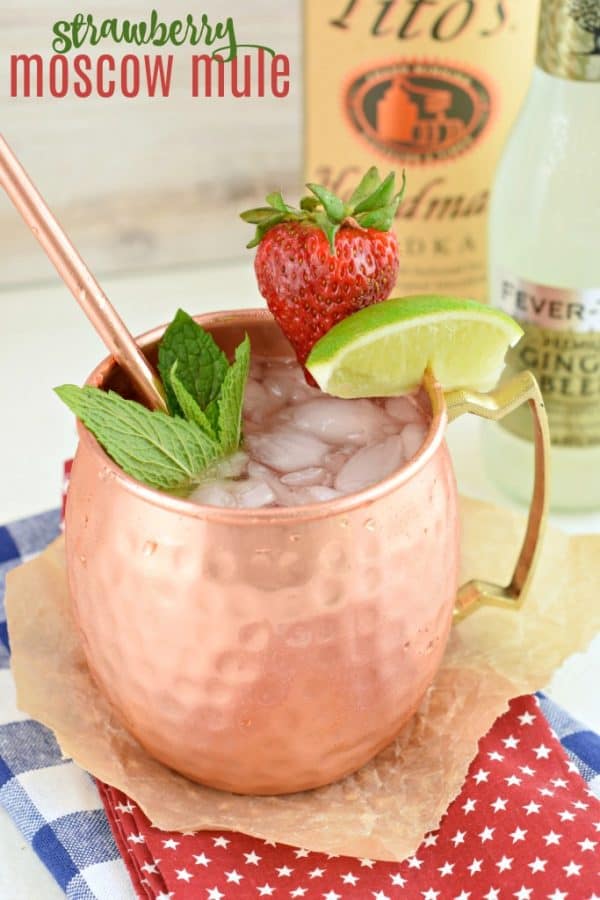 Strawberry Moscow Mule is the perfect, slightly spicy, summertime cocktail. You'll love how easy it is to make, but don't forget to serve your moscow mule in a copper mug!