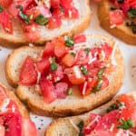 Bruschetta on slices of toasted bread.