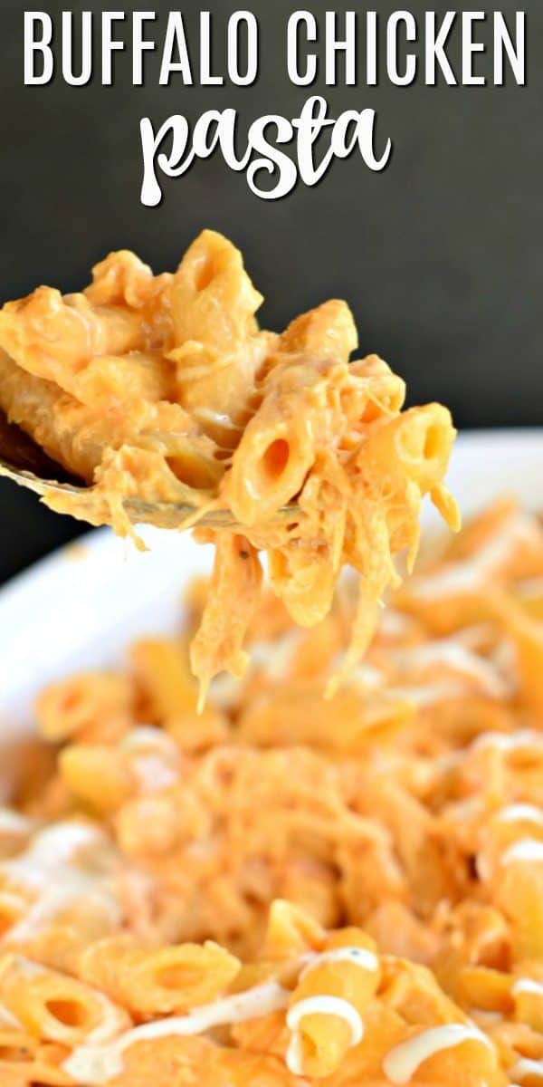 Buffalo Chicken Pasta Casserole is an easy chicken dinner packed with cream cheese, buffalo sauce, and cheese. Just like buffalo chicken dip, once you start eating it's hard to stop!