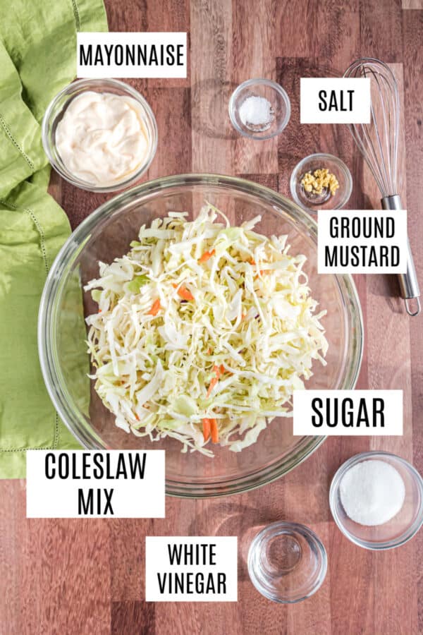 Ingredients needed for chick-fil-a coleslaw recipe.