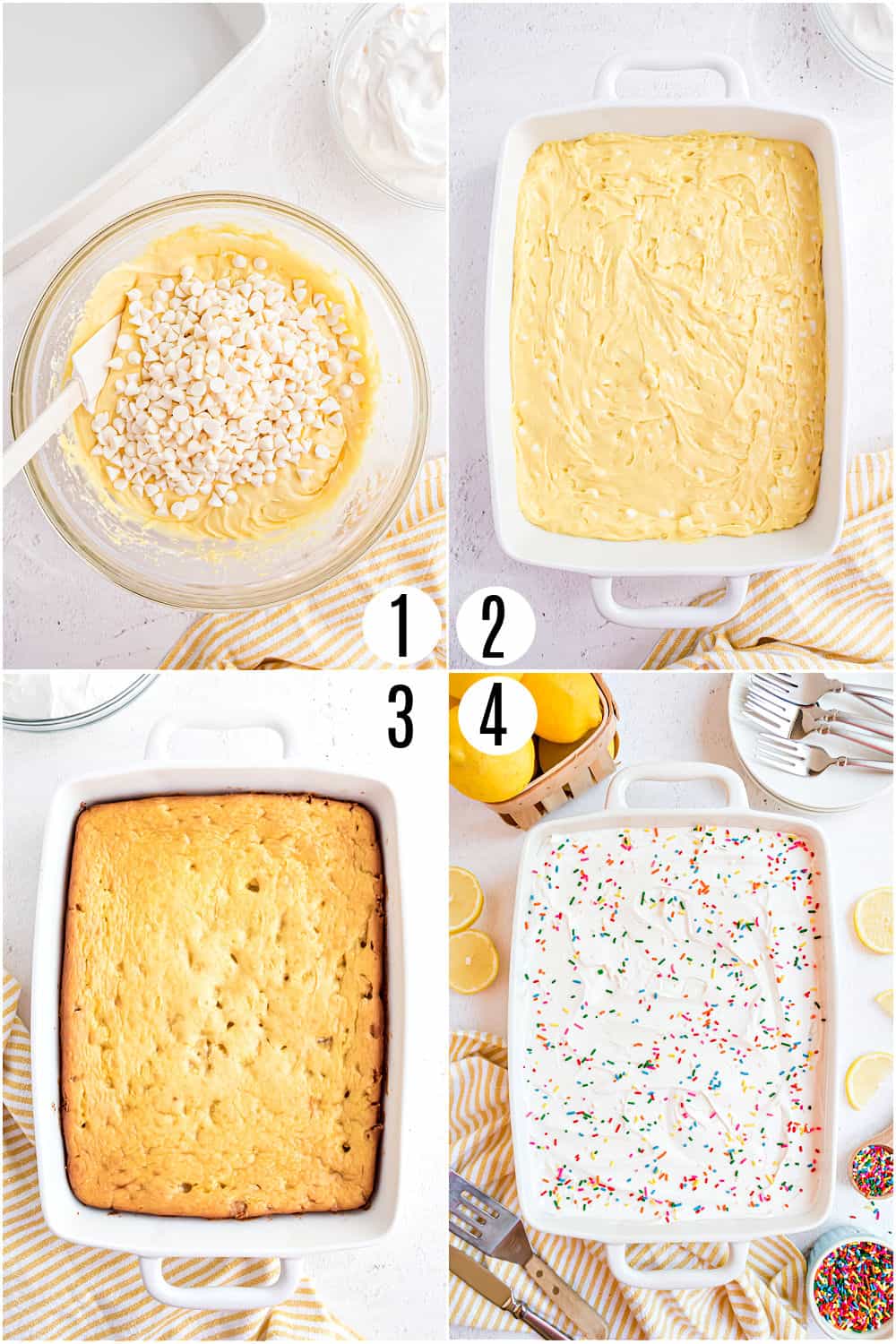 Step by step photos showing how to make lemon pudding cake.