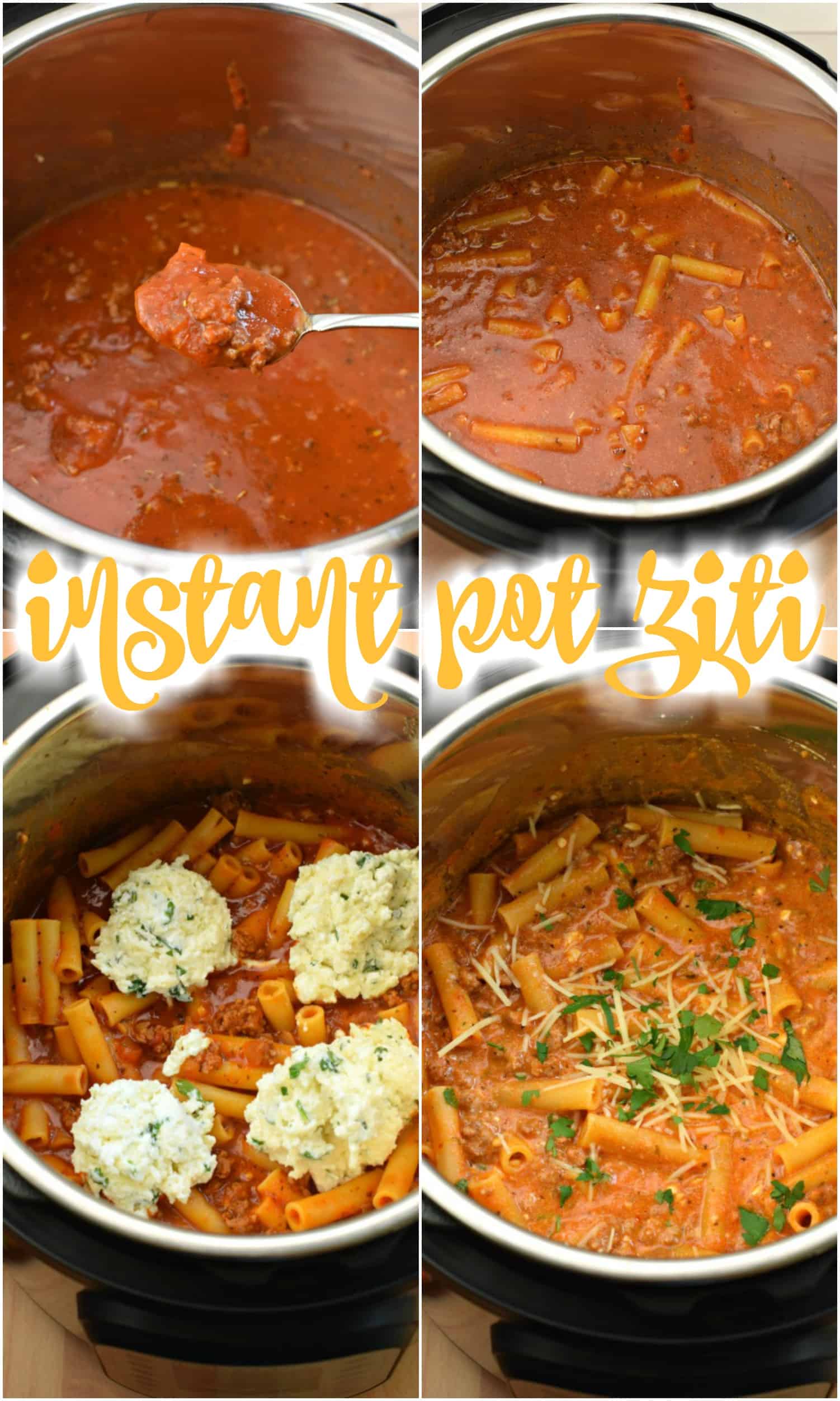 Step by step process of instant pot ziti recipe