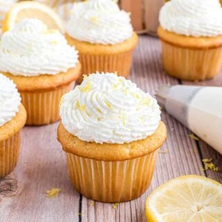 Light and refreshing, this Lemon Whipped Cream Frosting recipe is the perfect addition to homemade lemon cupcakes. So quick and easy to make!